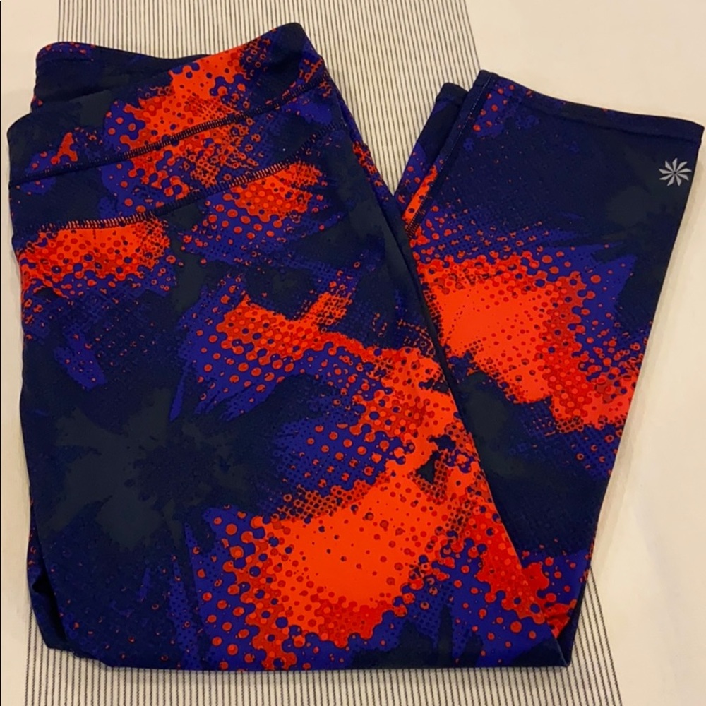 ATHLETA Size L ELECTRO SONAR Capri Tights Running